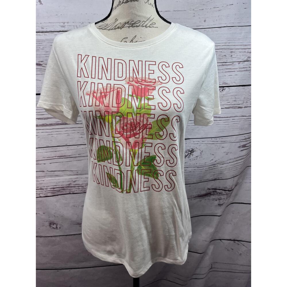 Nine West White Floral Graphic Print Short Sleeve Womens‎ T-Shirt Small
